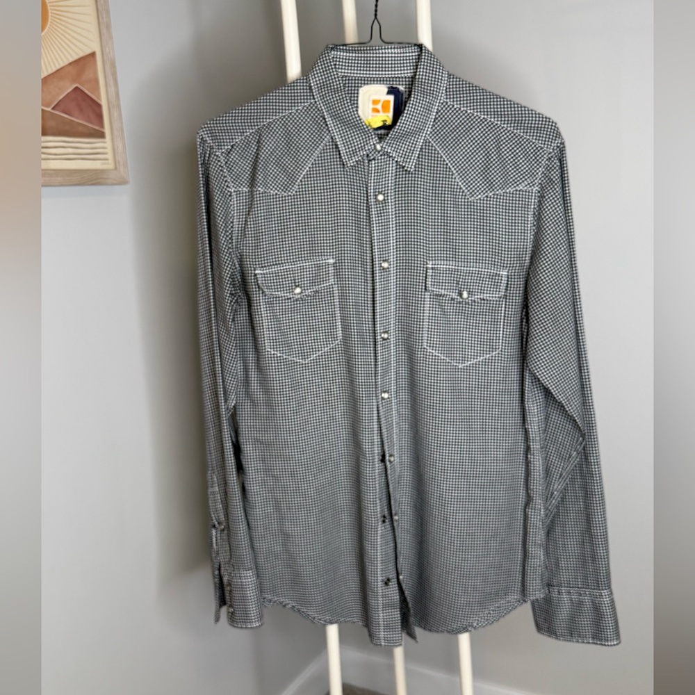 BOSS ORANGE Black & White Micro-Check Button-Down Shirt